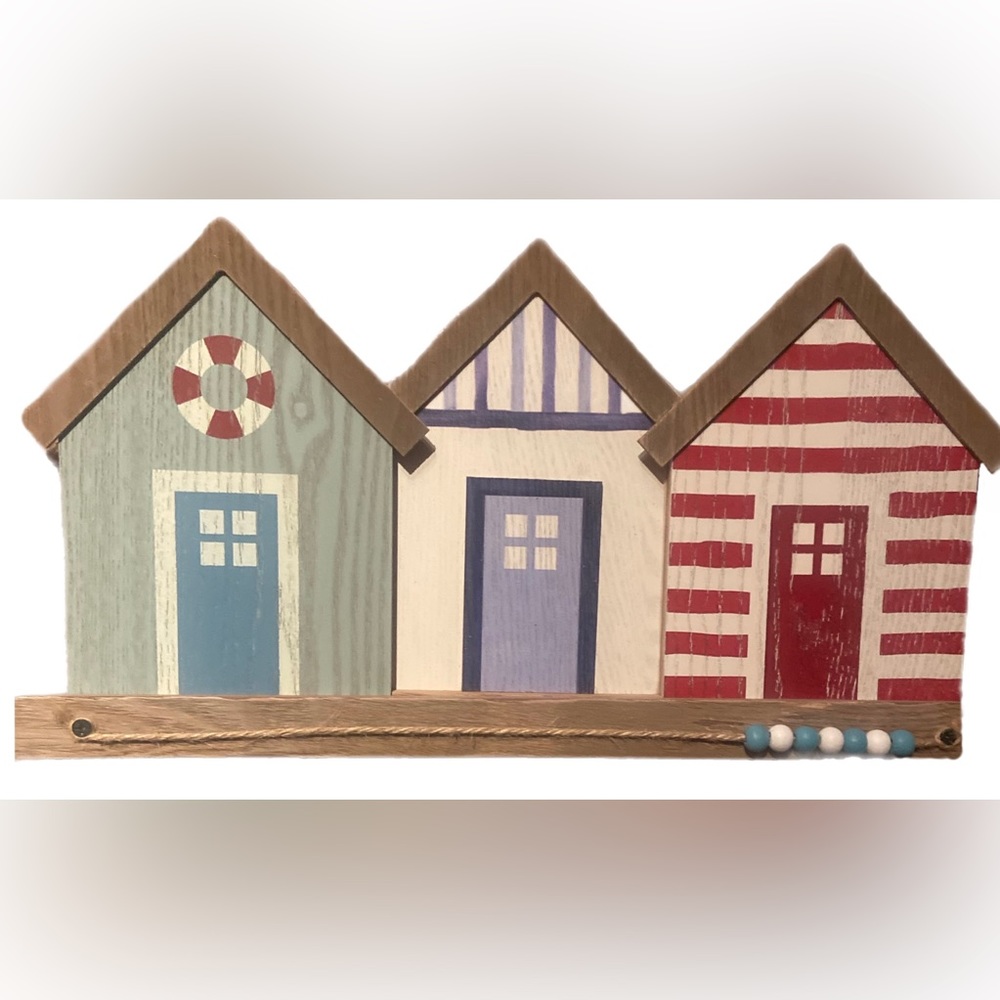 Wooden Striped Beach Houses Home Decor Plaque